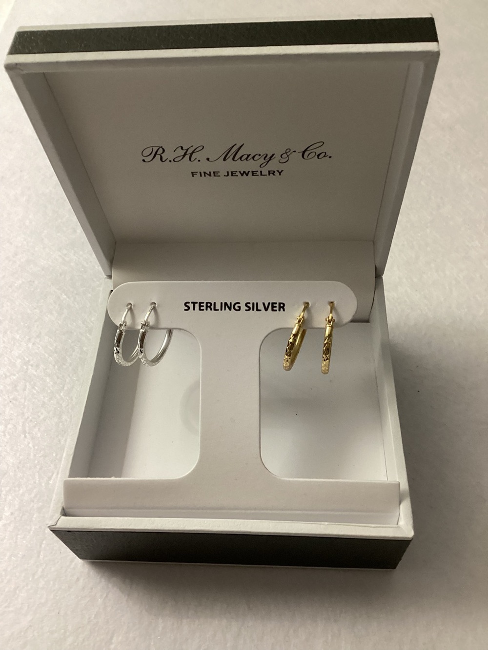 RH Macys Sterling Silver & Gold Tone 20mm Hoop Earrings